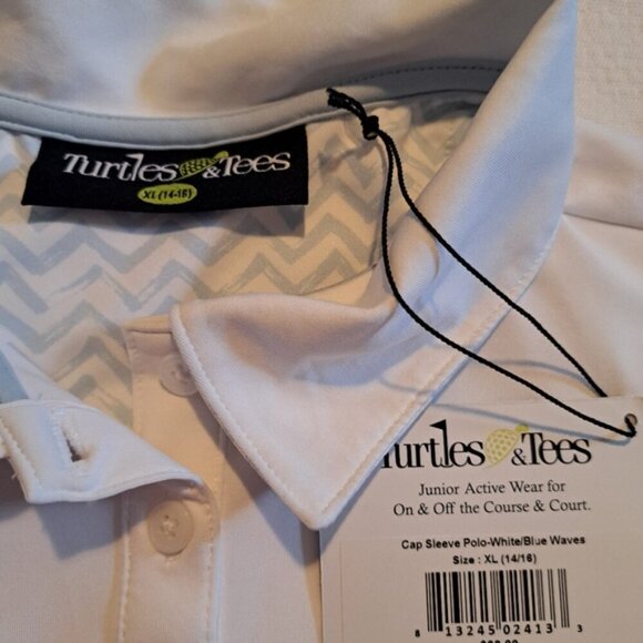 Turtles & Tees girls size XL 14/16 polo NWT with shorts NWOT, blue & white - Picture 7 of 10